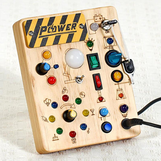 Montessori Sensory Toys, Square-Shaped Wooden Busy Board