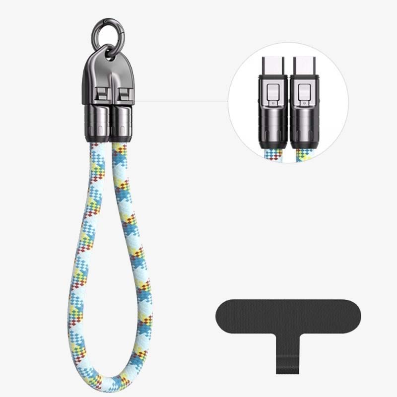 Dual Type-C Fast Charging Data Cable with Wearable Lanyard