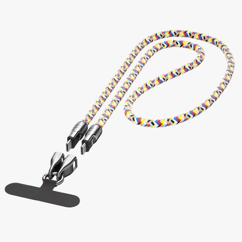 Dual Type-C Fast Charging Data Cable with Wearable Lanyard