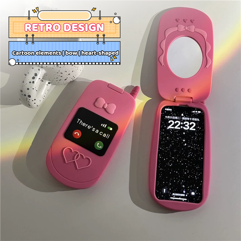 š±Cute Cartoon Flip Mirror Vintage Phone Case