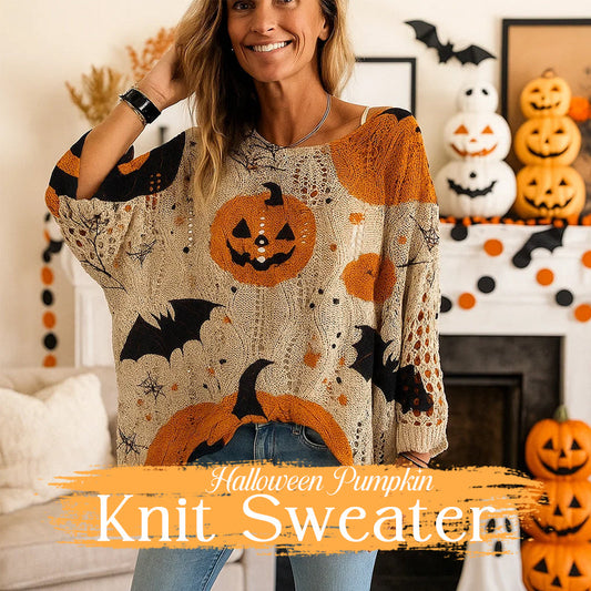 🎃 Witchy Cozy Vibes – Halloween Pumpkin Knit Sweater