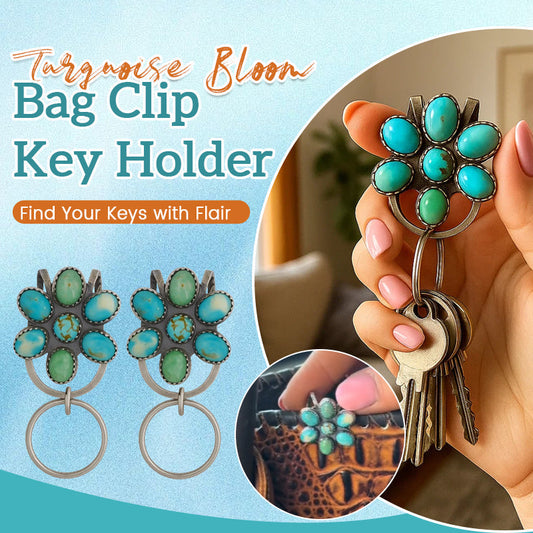 🌼 Turquoise Bloom Bag Clip Key Holder – Find Your Keys with Flair