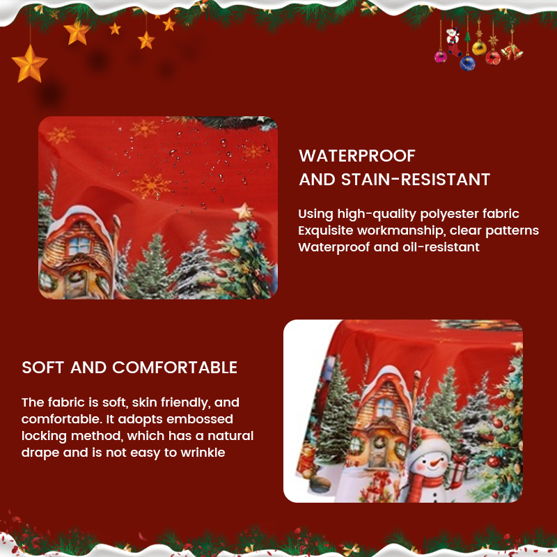 🎄 Christmas Tablecloth with Santa & Reindeer