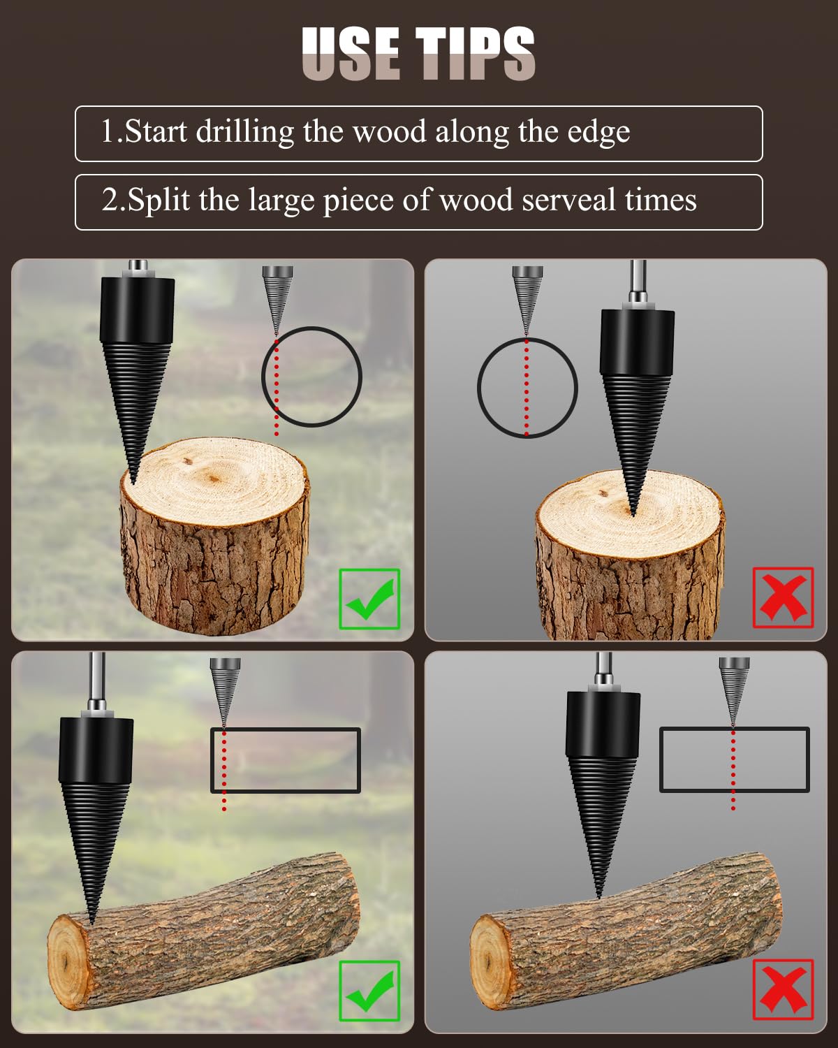 š© 6-Piece Heavy-Duty Wood Splitter Drill Bit Kit