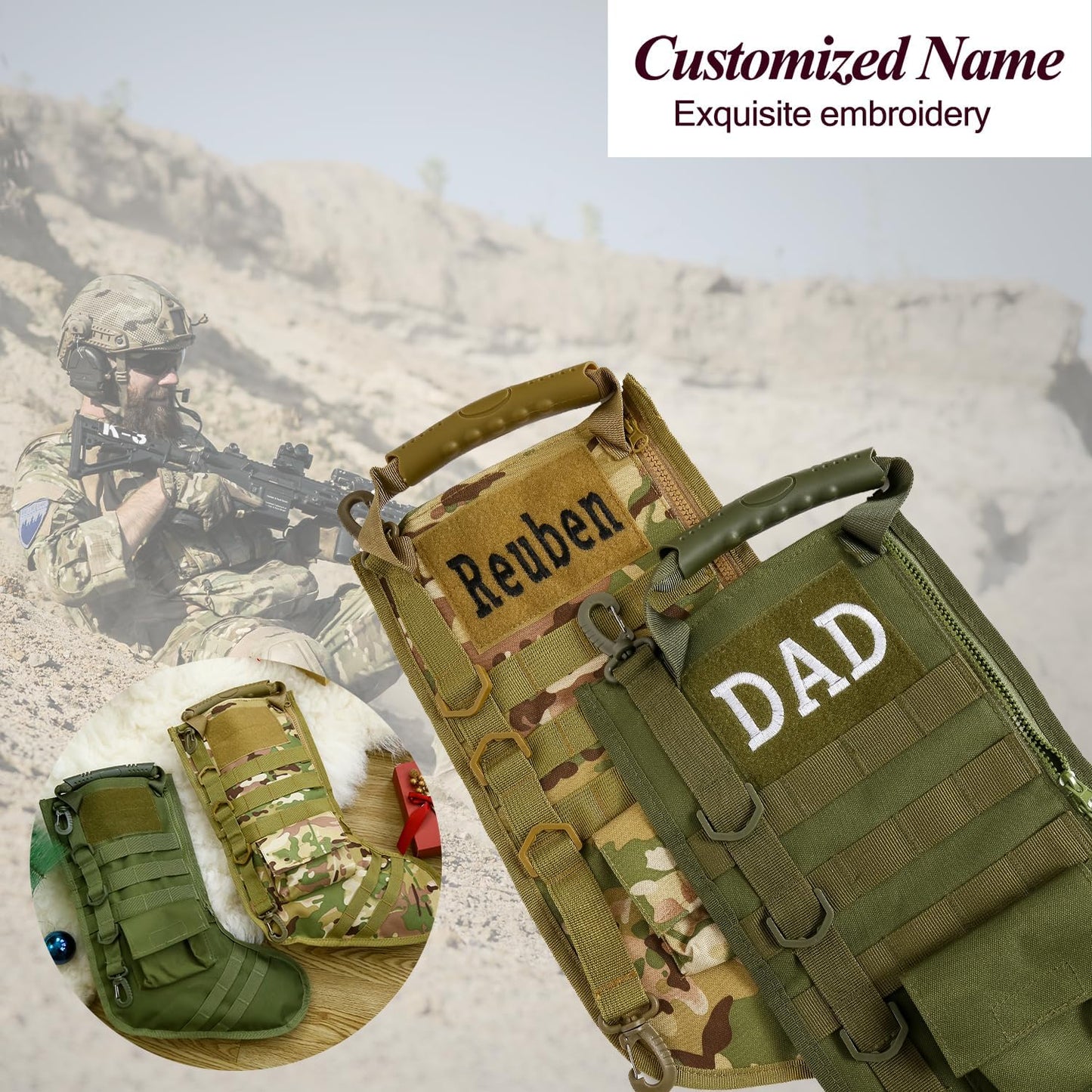 ๐ Personalized Tactical Christmas Stocking โ Military Style Holiday Gift ๐