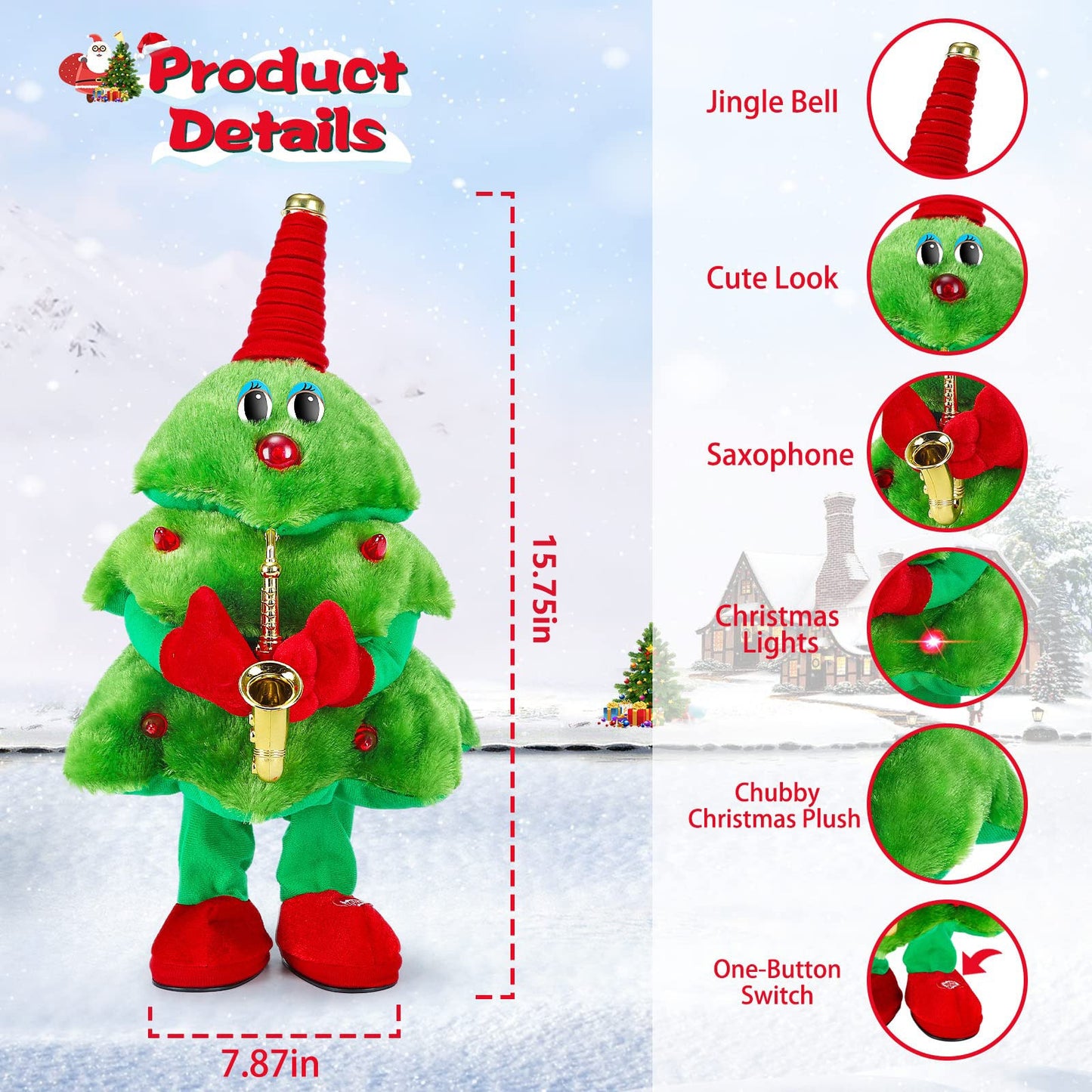 🎅Singing & Dancing Christmas Tree Plush Toy with Lights