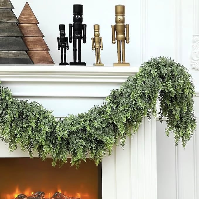 🎅⛄2025 Christmas Artificial Cypress Leaf Vine Wreath🎄(1.8m)