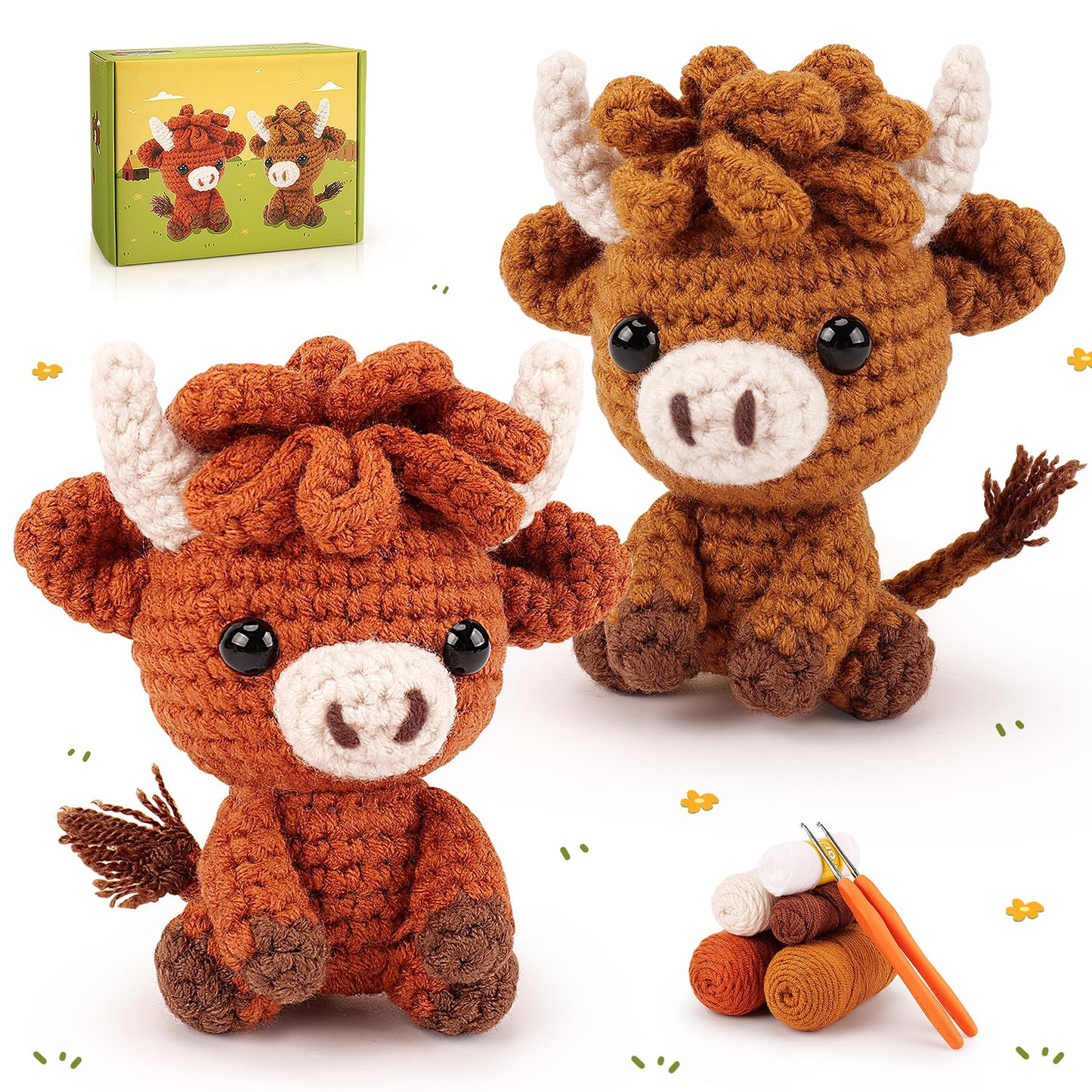 🐂Highland Cow Crochet Kit for Beginners