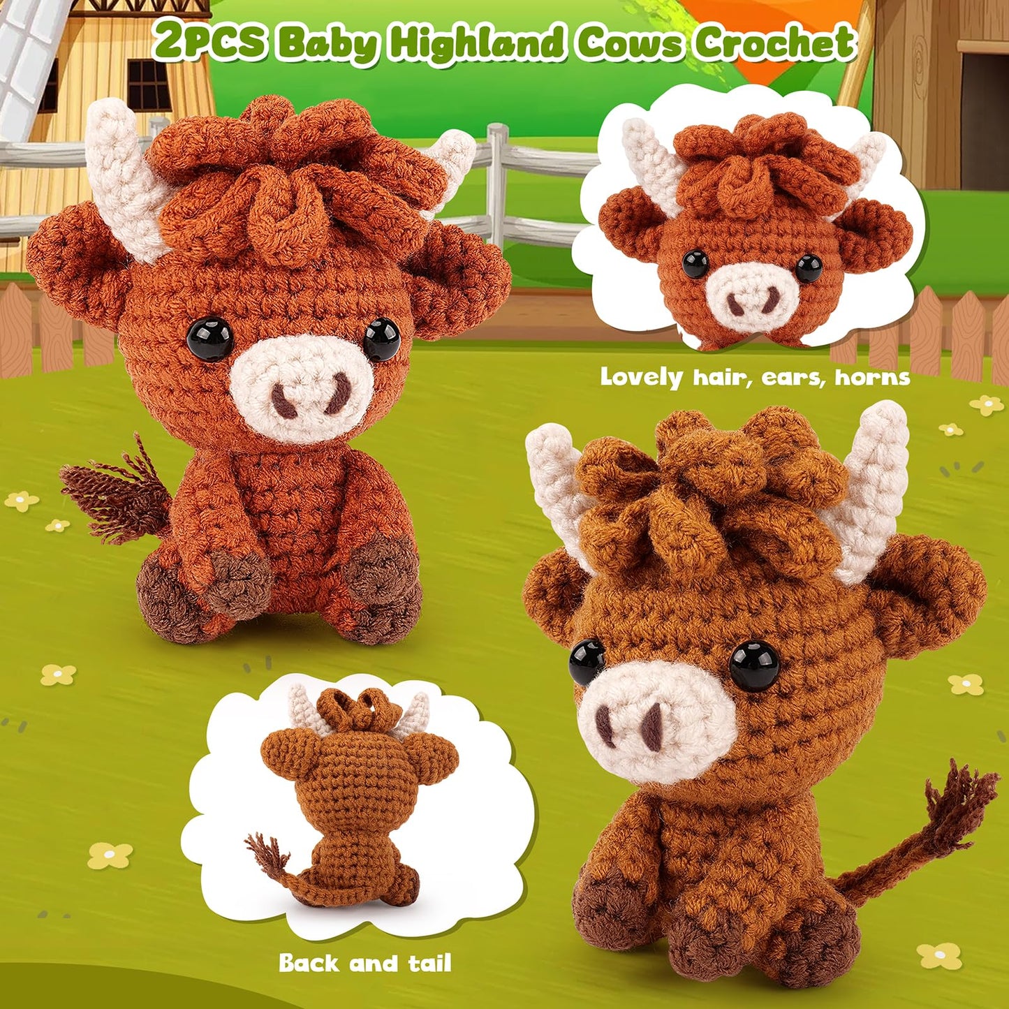 🐂Highland Cow Crochet Kit for Beginners