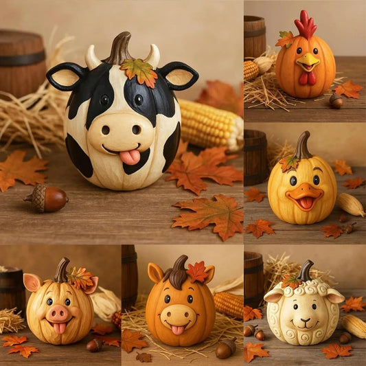 🎃Halloween Farm Animal Pumpkin Figurines