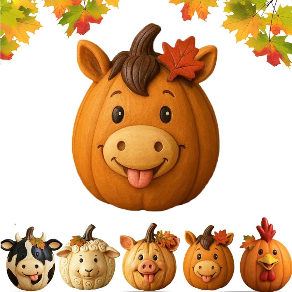 🎃Halloween Farm Animal Pumpkin Figurines