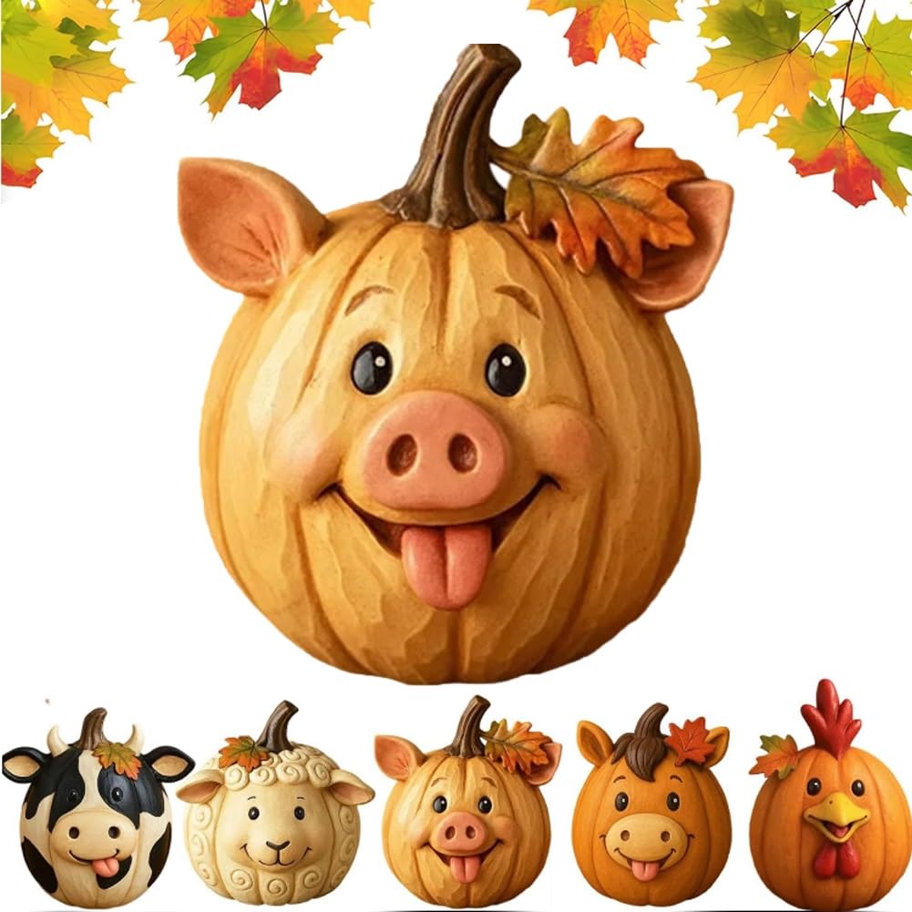 🎃Halloween Farm Animal Pumpkin Figurines