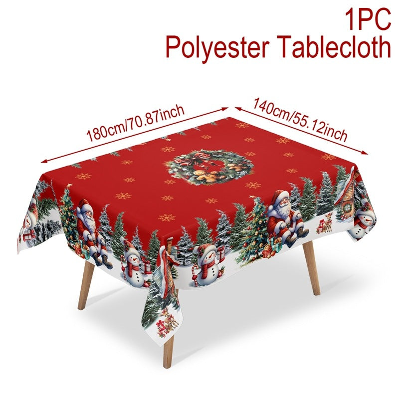 🎄 Christmas Tablecloth with Santa & Reindeer