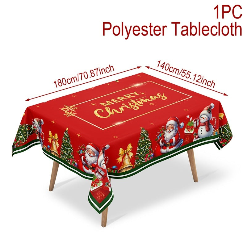 🎄 Christmas Tablecloth with Santa & Reindeer