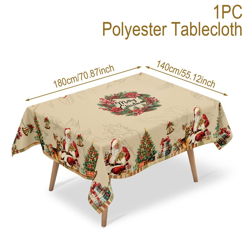 🎄 Christmas Tablecloth with Santa & Reindeer
