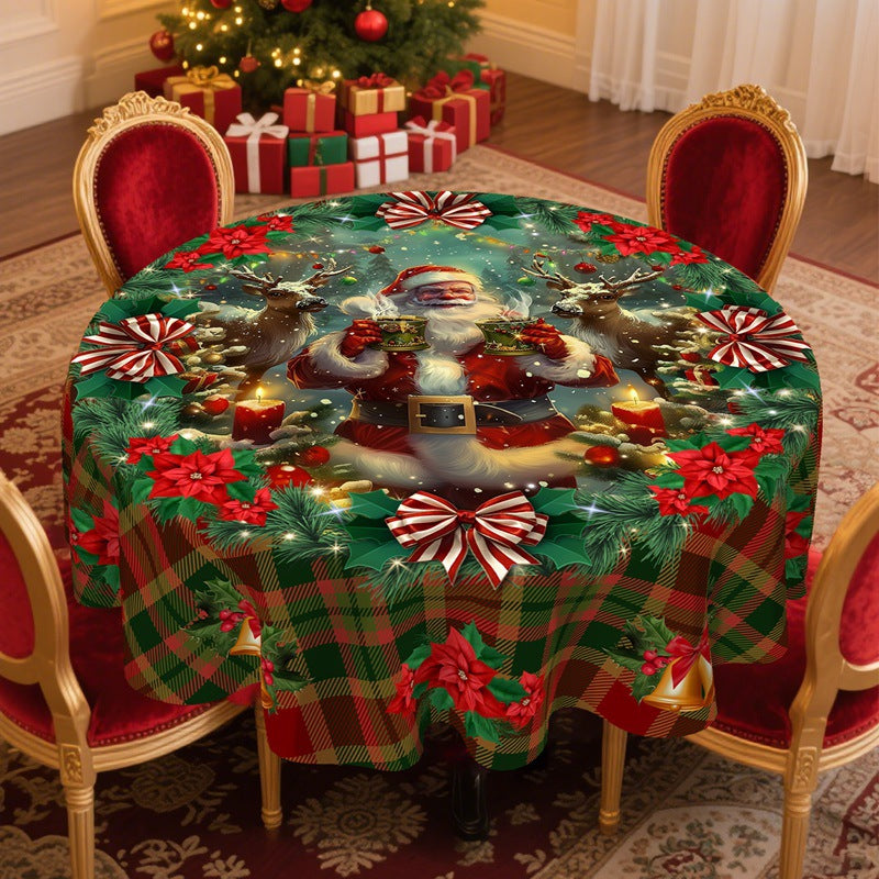 🎄 Christmas Tablecloth with Santa & Reindeer