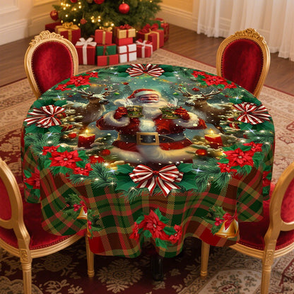 🎄 Christmas Tablecloth with Santa & Reindeer