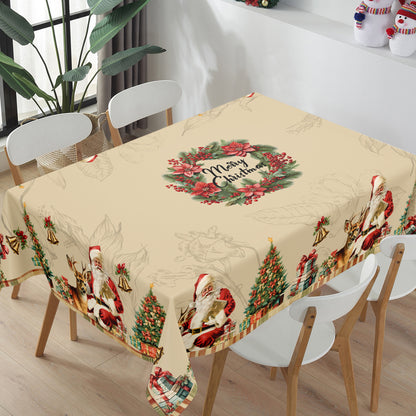 🎄 Christmas Tablecloth with Santa & Reindeer