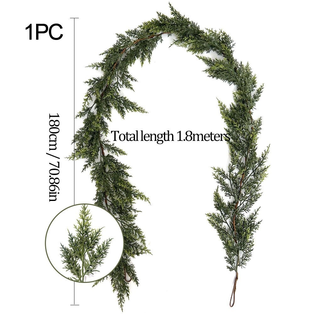 🎅⛄2025 Christmas Artificial Cypress Leaf Vine Wreath🎄(1.8m)