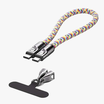 Dual Type-C Fast Charging Data Cable with Wearable Lanyard