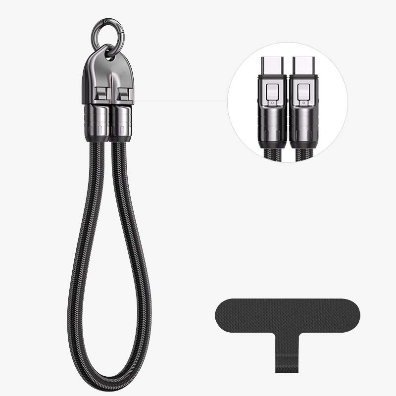 Dual Type-C Fast Charging Data Cable with Wearable Lanyard