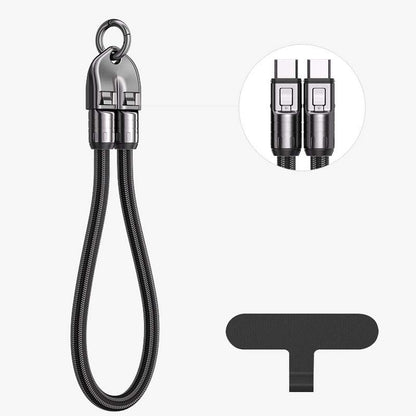 Dual Type-C Fast Charging Data Cable with Wearable Lanyard