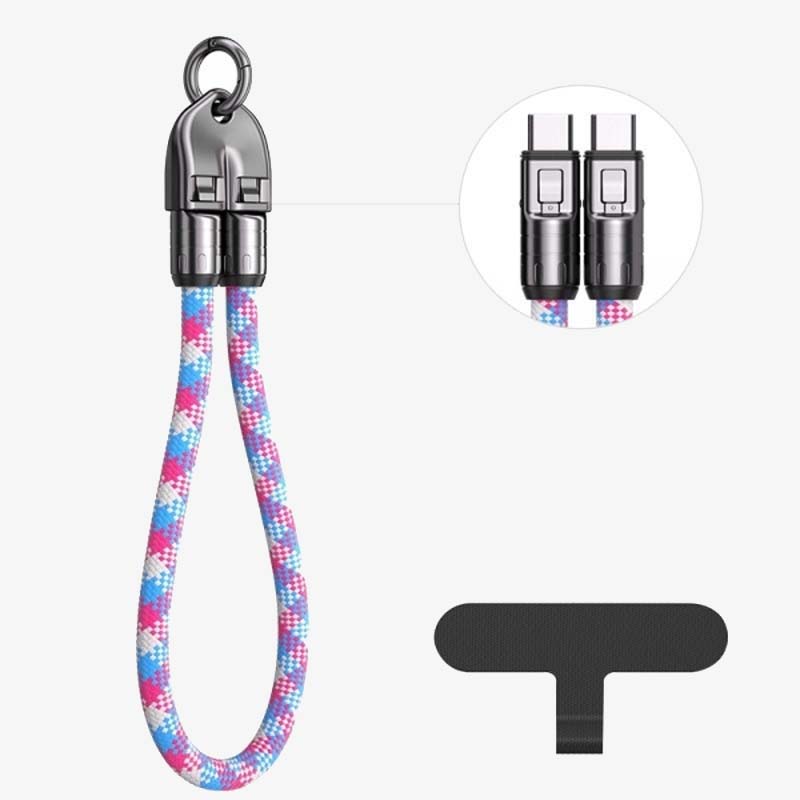 Dual Type-C Fast Charging Data Cable with Wearable Lanyard