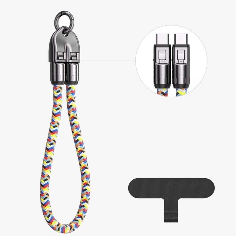 Dual Type-C Fast Charging Data Cable with Wearable Lanyard