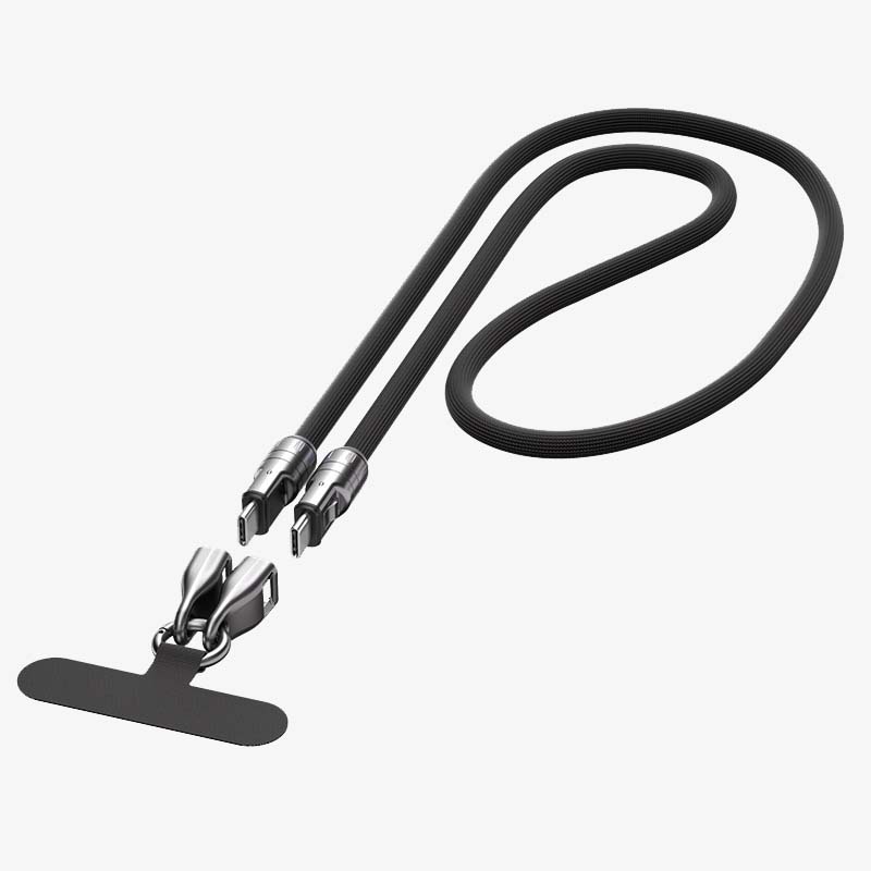 Dual Type-C Fast Charging Data Cable with Wearable Lanyard
