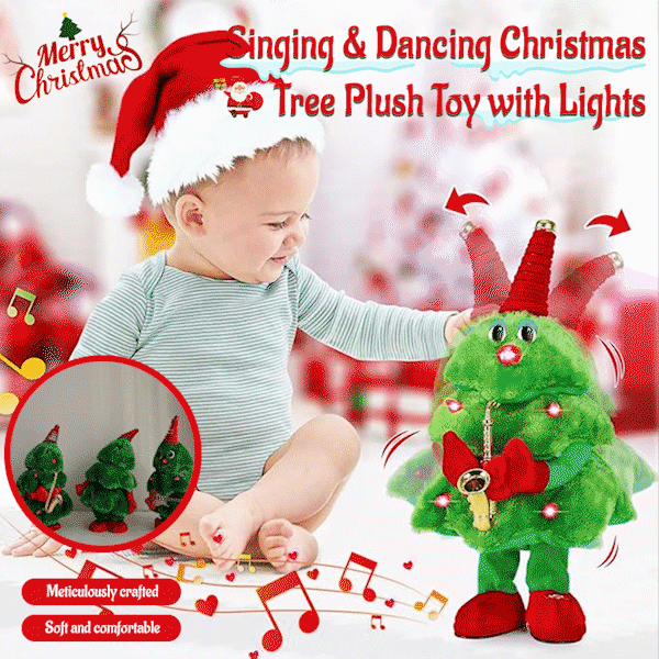 🎅Singing & Dancing Christmas Tree Plush Toy with Lights