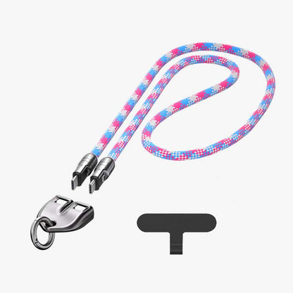 Dual Type-C Fast Charging Data Cable with Wearable Lanyard
