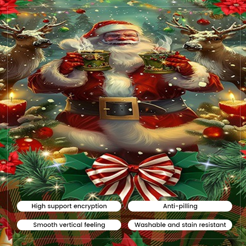 🎄 Christmas Tablecloth with Santa & Reindeer