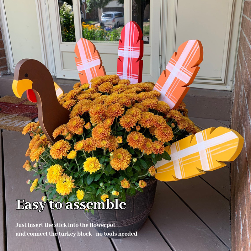 Thanksgiving✨✨Wooden Turkey Planter Sticks