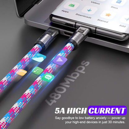 Dual Type-C Fast Charging Data Cable with Wearable Lanyard