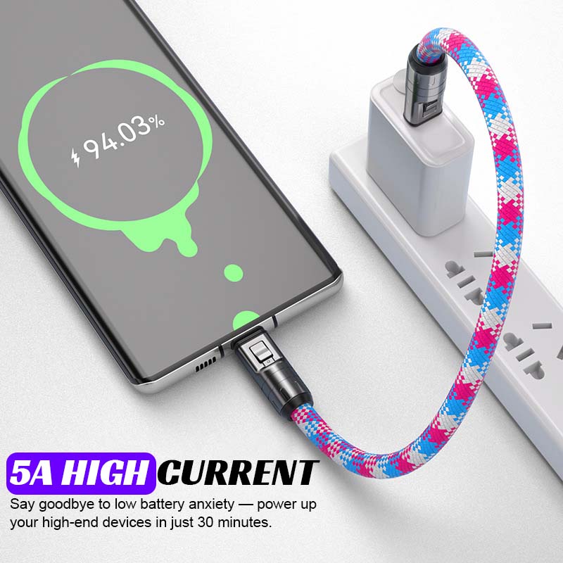 Dual Type-C Fast Charging Data Cable with Wearable Lanyard