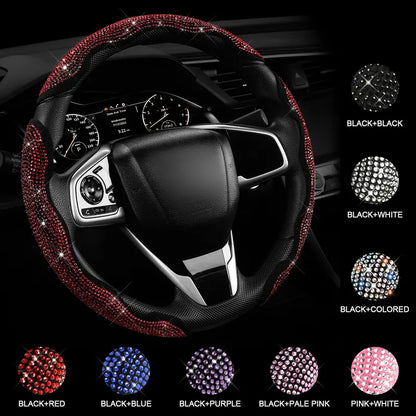 🚗 Queen's Land Diamond Bling Steering Wheel Cover