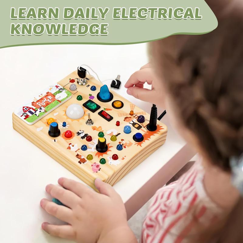 Montessori Sensory Toys, Square-Shaped Wooden Busy Board
