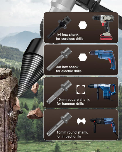 🔩 6-Piece Heavy-Duty Wood Splitter Drill Bit Kit