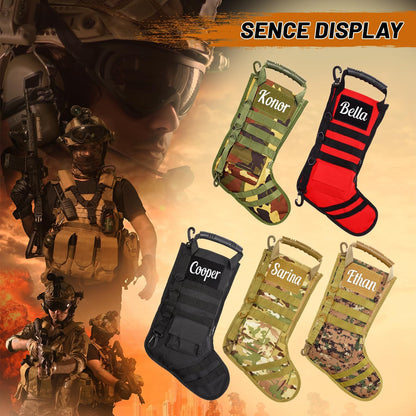 🎄 Personalized Tactical Christmas Stocking – Military Style Holiday Gift 🎁