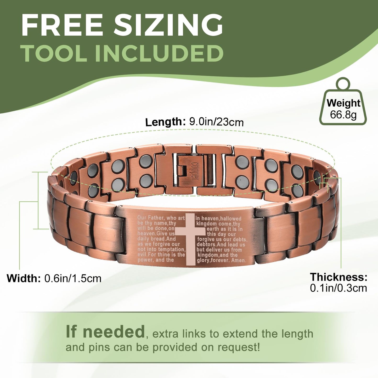 Magnetic Copper Bracelet: "3500 Gauss Energy + Adjustable Fit ⚡🧲"