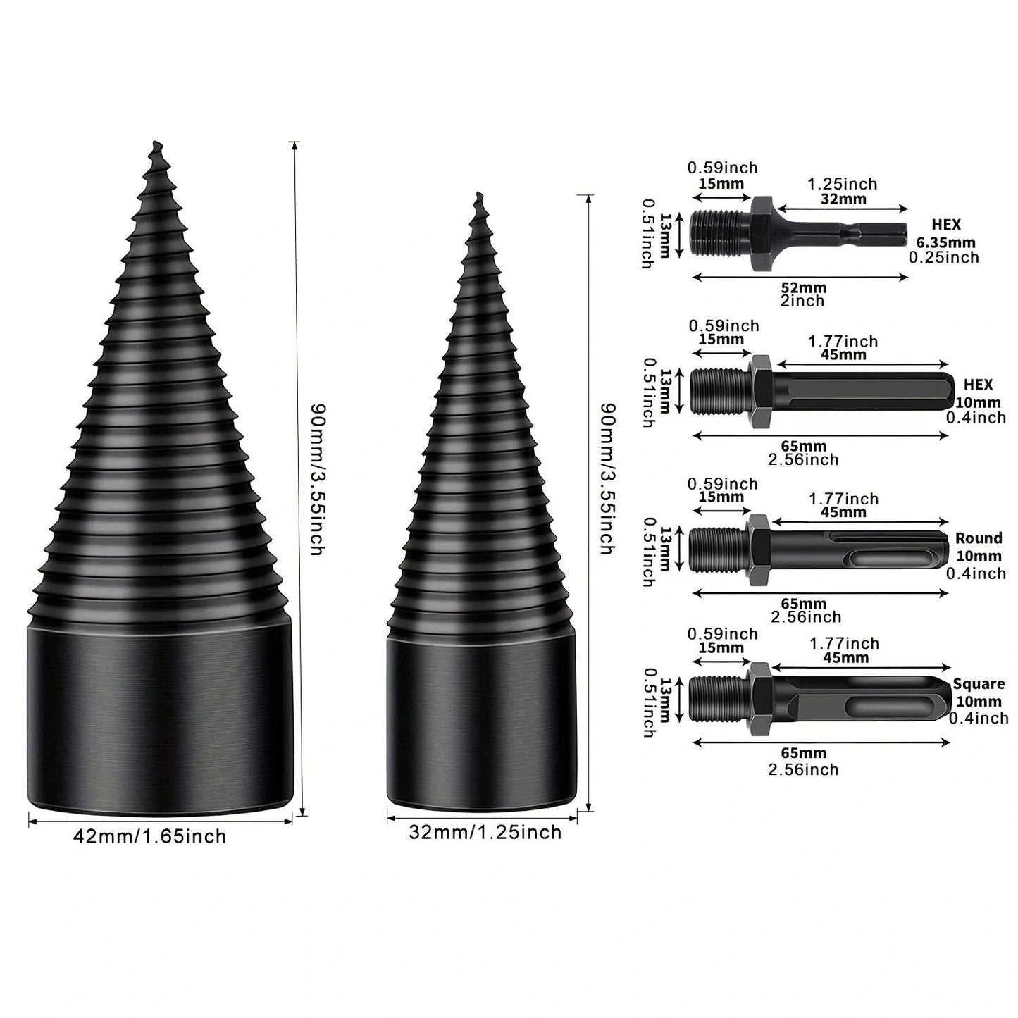 🔩 6-Piece Heavy-Duty Wood Splitter Drill Bit Kit