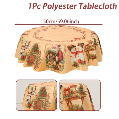 🎄 Christmas Tablecloth with Santa & Reindeer