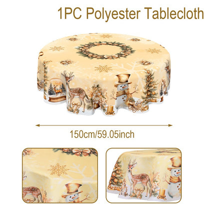 🎄 Christmas Tablecloth with Santa & Reindeer