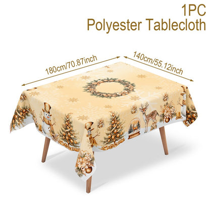 🎄 Christmas Tablecloth with Santa & Reindeer