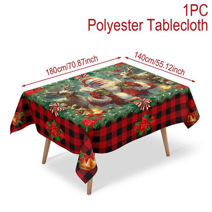 🎄 Christmas Tablecloth with Santa & Reindeer