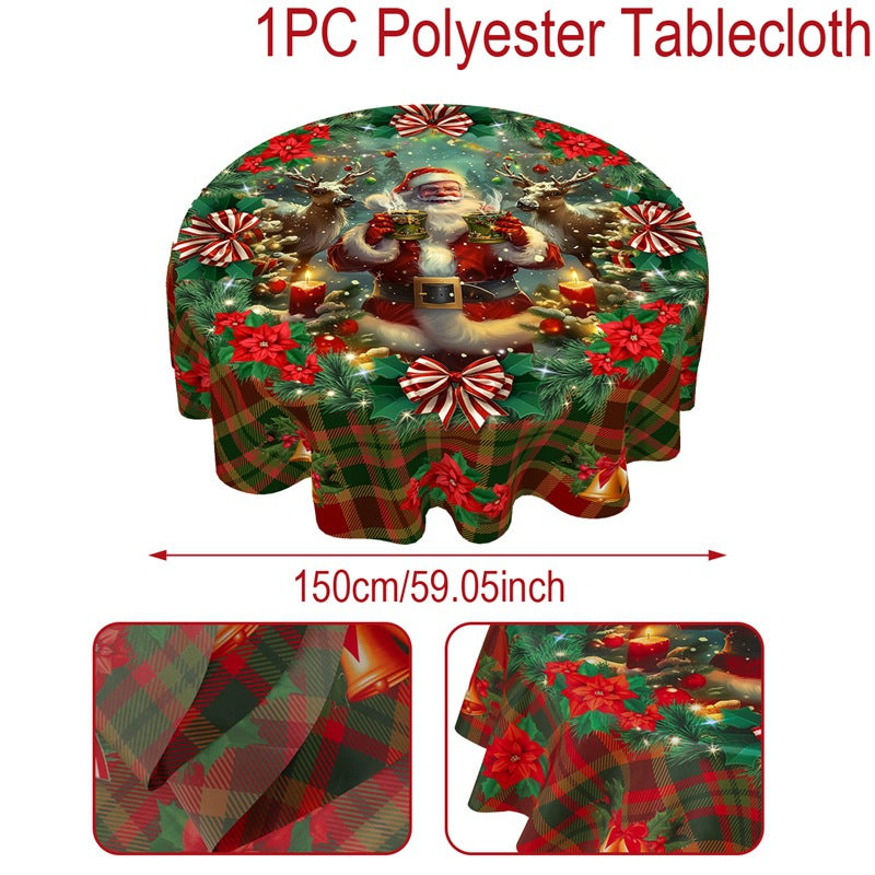 🎄 Christmas Tablecloth with Santa & Reindeer