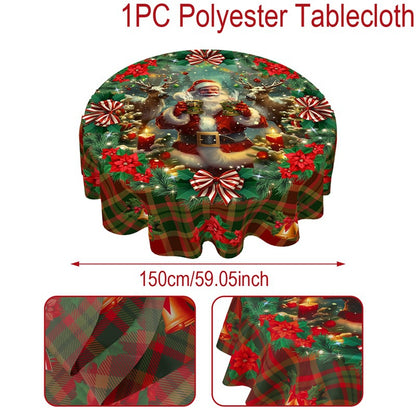 🎄 Christmas Tablecloth with Santa & Reindeer