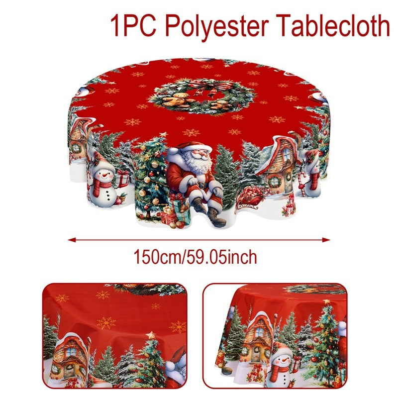 🎄 Christmas Tablecloth with Santa & Reindeer