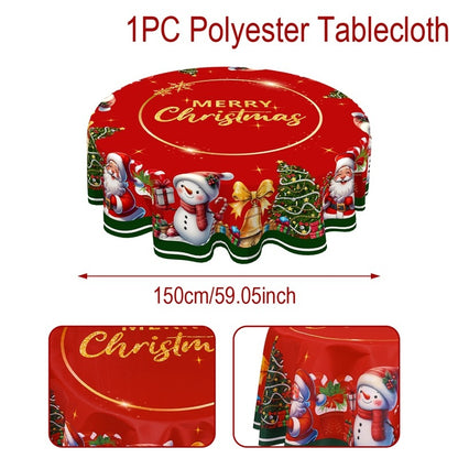 🎄 Christmas Tablecloth with Santa & Reindeer