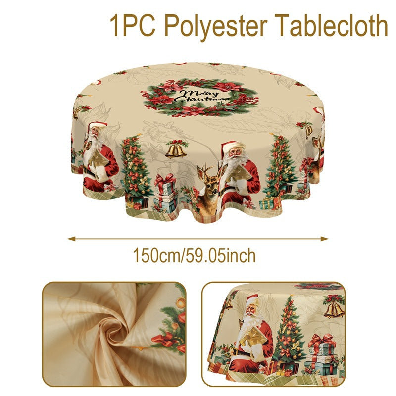 🎄 Christmas Tablecloth with Santa & Reindeer